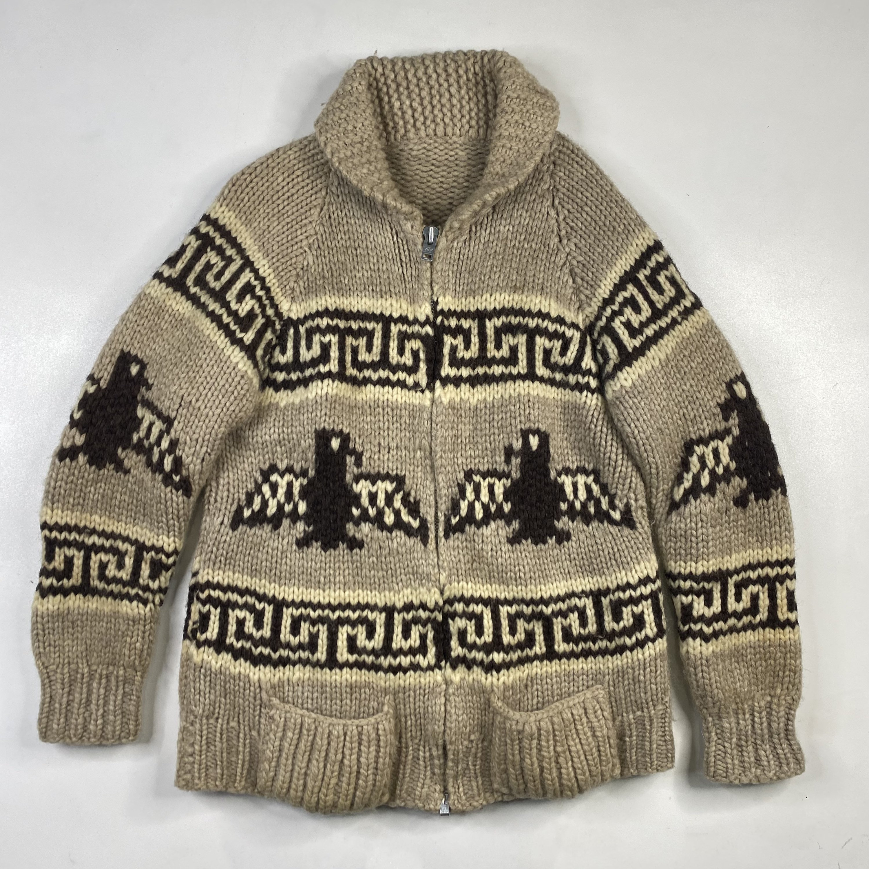 Vintage Hand Knit 100% Wool Cowichan Siwash Sweater Jacket Vintage Hand Knit 100% Wool Cowichan Siwash Sweater Jacket