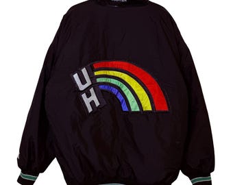 University of Hawaii Starter Jacket XL Rare 90s Satin Rainbow