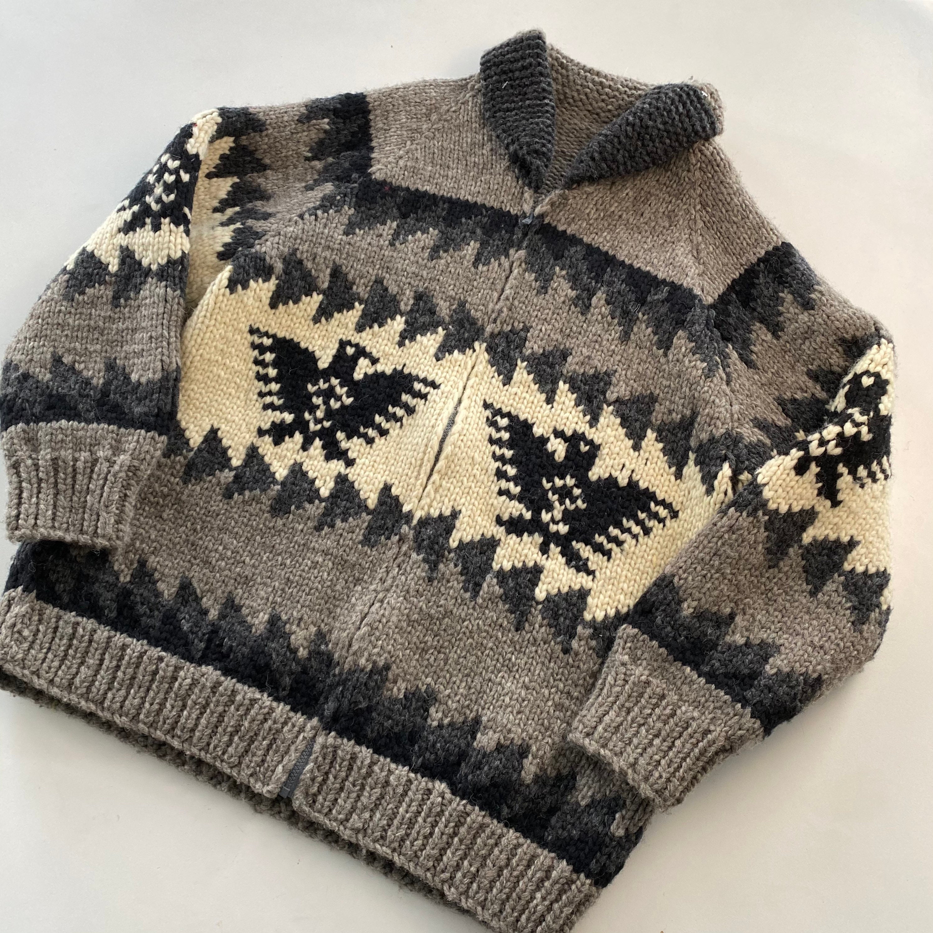 Vintage Hand Knit 100% Wool Cowichan Siwash Sweater Jacket | Etsy