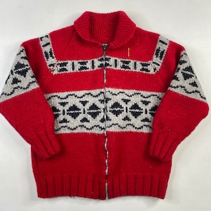 Hand Knit 100% Wool Cowichan Siwash Mary Maxim Sweater 1736