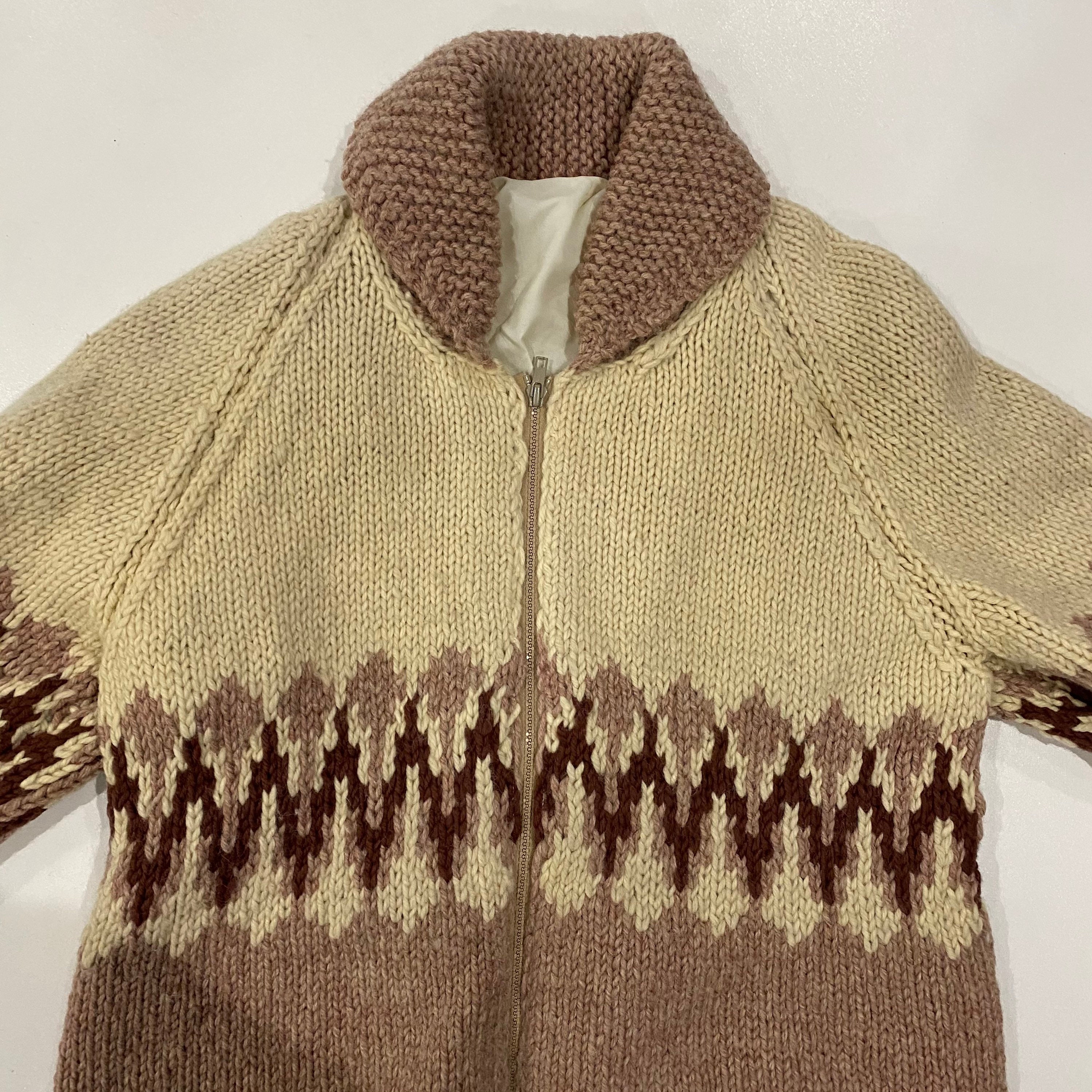 100% Wool Cowichan Siwash Mary Maxim Style Curling Sweater WC040