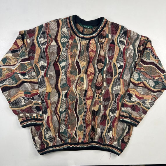 90s Coogi Inspired Colorful Knit Sweater L