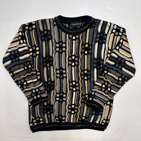 90s Coogi Inspired Colorful Knit Sweater Sz L (A3… - image 1