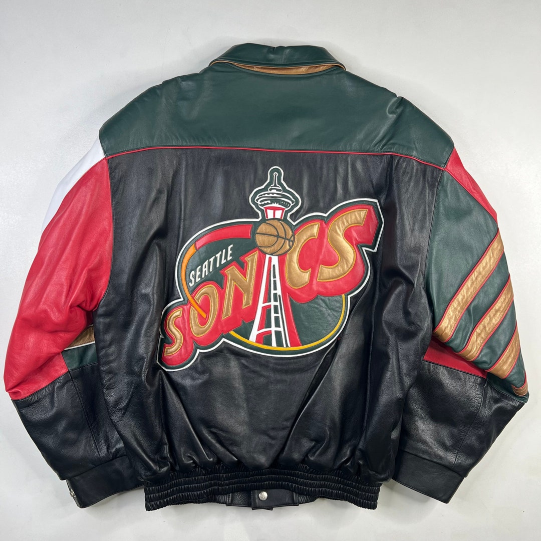 90's Seattle Supersonics Jeff Hamilton Leather Jacket - Etsy