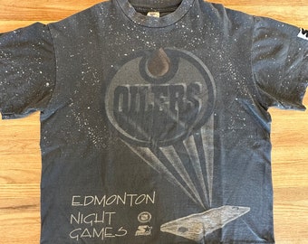 90’s Edmonton Oilers Night Games T-shirt Sz L (A1749)