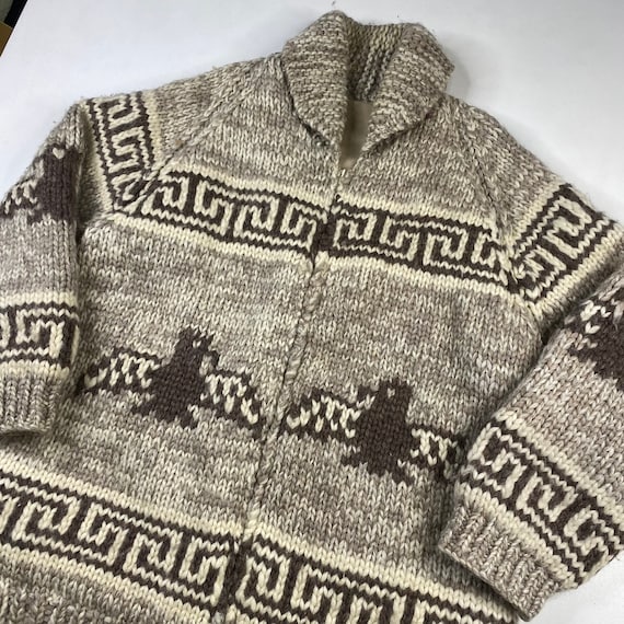 Vintage Hand Knit 100% Wool Cowichan Siwash Sweater Jacket