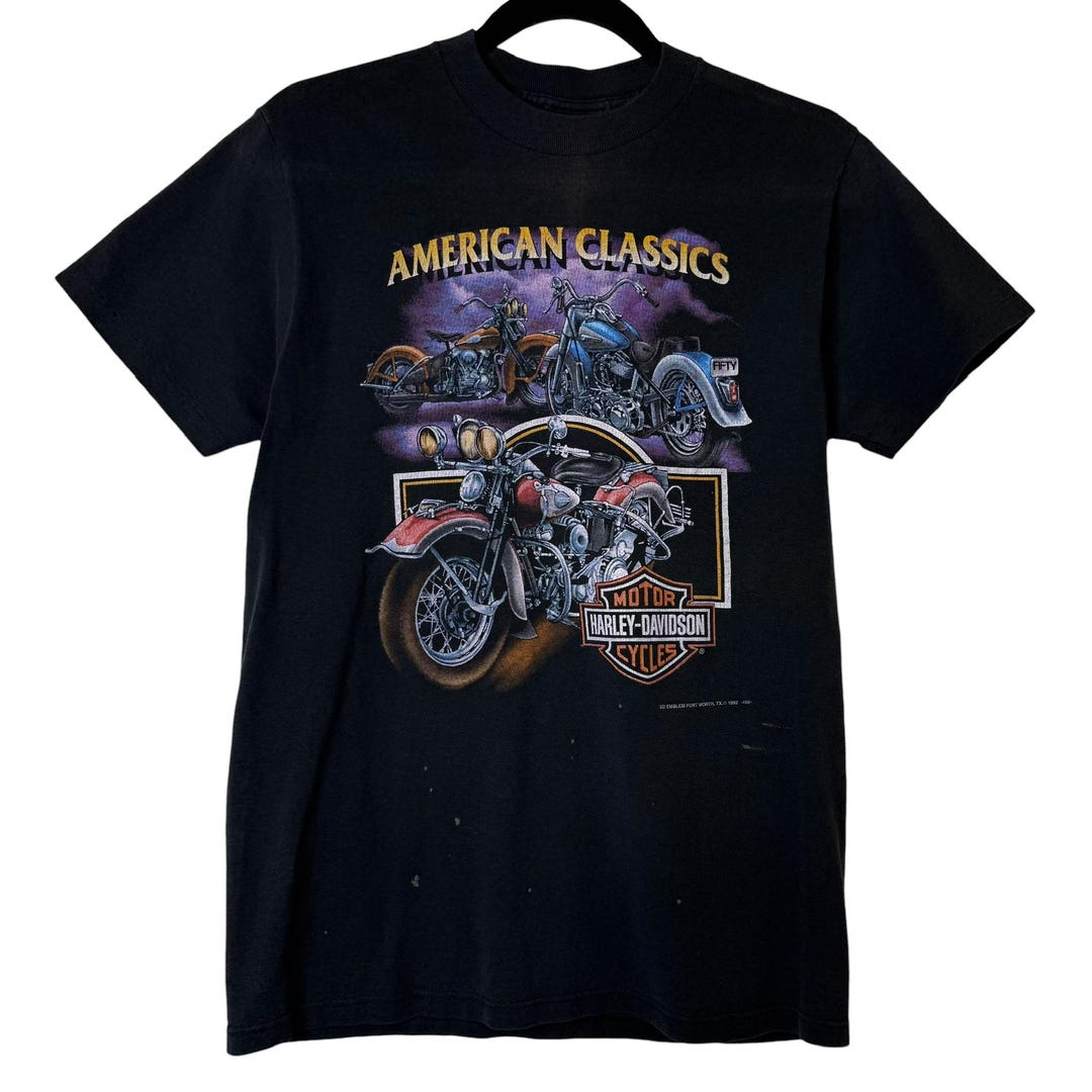 Harley-Davidson Tシャツ American Classics 1992 Harley Davidson American Classics T-shirt Sz M (A9711) - Etsy
