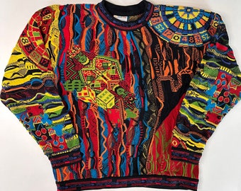 Genuine Coogi Casino Print Limited Edition Knit Sweater Sz Large