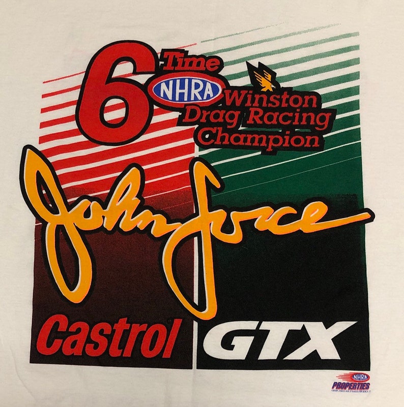 John Force Autograph Drag Race T-shirt mens XL
