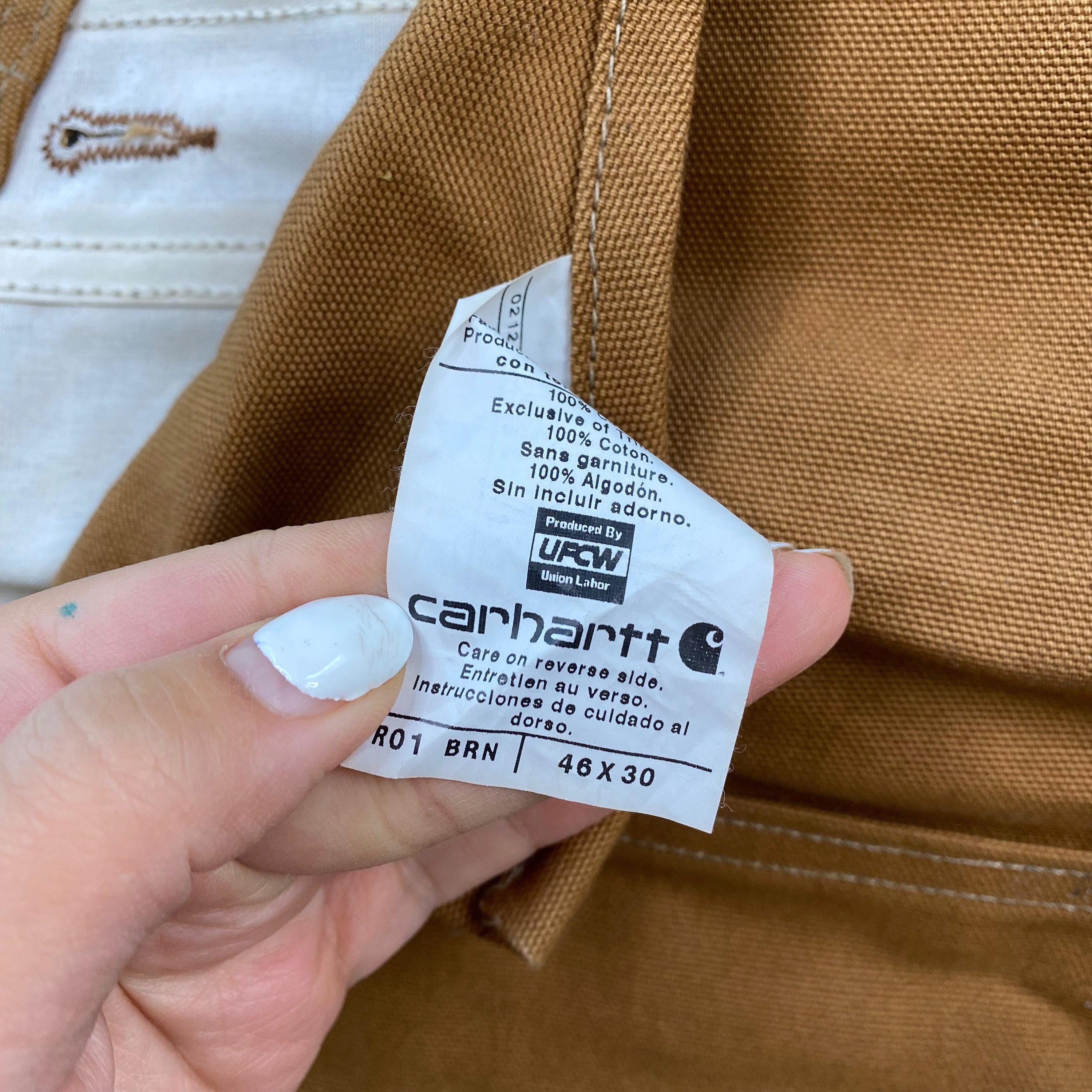 Carhartt Double Knee Overalls (46x30) Men's Coveralls Brown R01