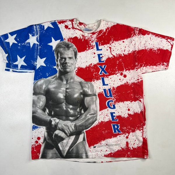 1993 Lex Luger WWF All Over Print T-shirt size XL
