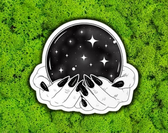 Witchy Hands Crystal Ball Sticker - Desert Rose
