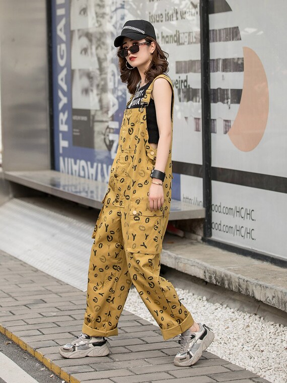 Printed Denim Dungarees Overalls 