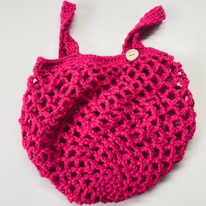 Filet à provisions au crochet pour enfants – rose | Fait main | Durable | Sac de courses pour enfants | Cadeau pour l'inscription à l'école