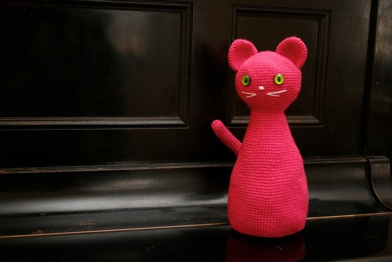 large Pink Pussy crocheted cat, 30 cm image 1