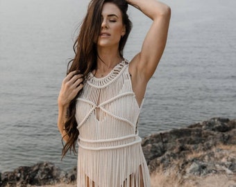 Shirla Macrame Dress, boho hippie festival dress, handmade dress