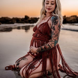 Lisa Macrame Dress, boho hippie festival dress, maternity dress, festival costume, macrame photoshoot dress, burning man outfit