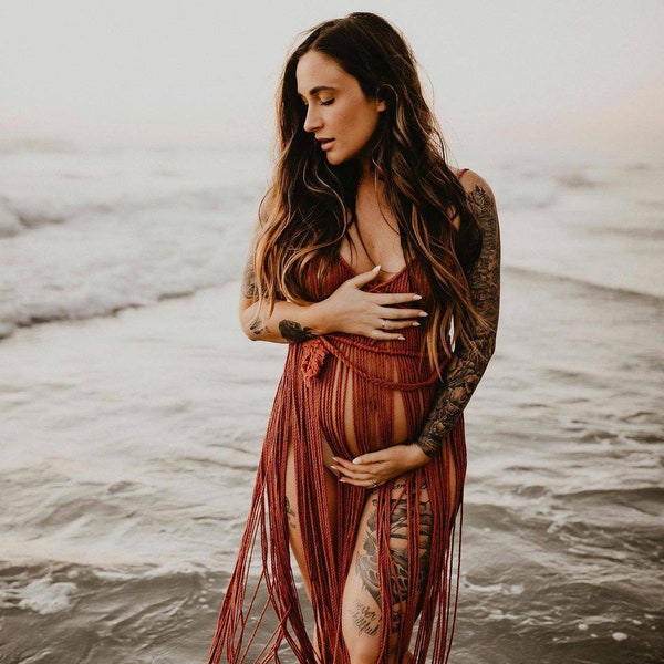 Lisa Macrame Dress, boho hippie festival dress, maternity dress, festival costume, macrame photoshoot dress, burning man outfit