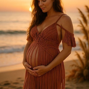 Kim Macrame Dress Boho hippie festival dress, macrame dress , rust dress, handmade dress