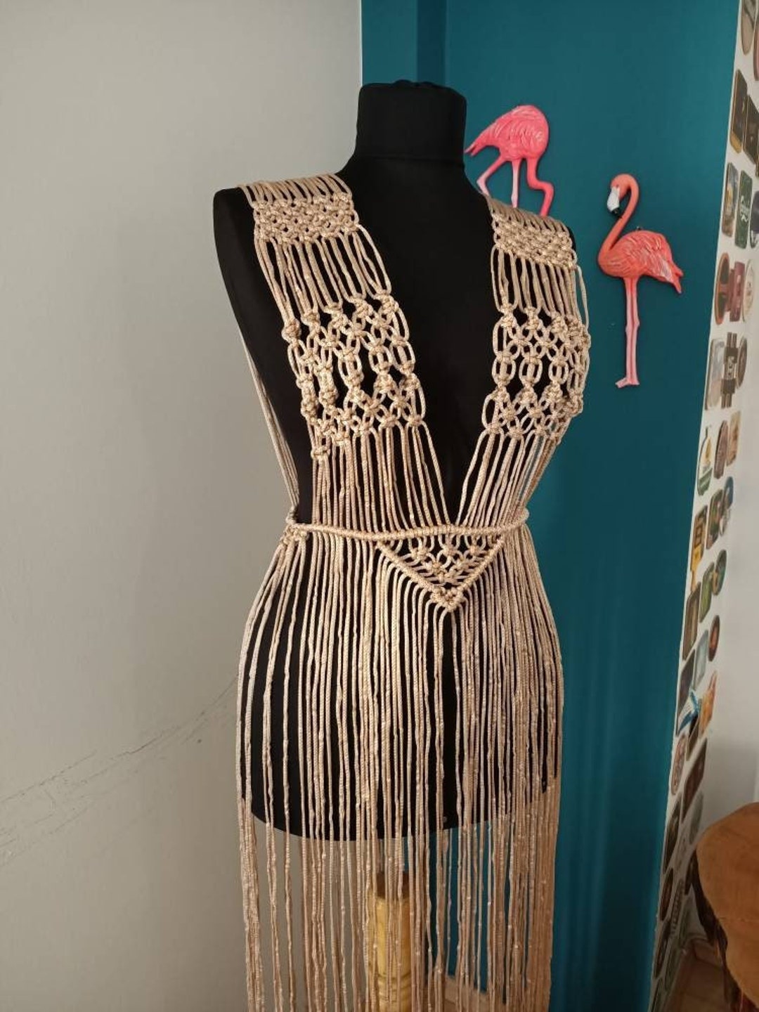 Elly Macrame Dress, Rope Dress, Boho Hippie Dress, Handmade Dress ...