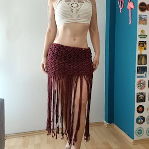 Festival skirt, macrame skirt, recycled skirt, handmade skirt