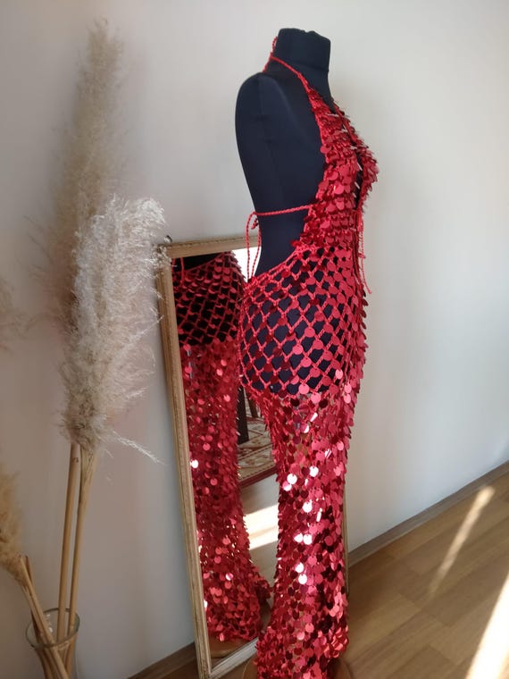 Kiara Dress- Handmade Crochet Maxi Dress With Colorful Sequins   Eye-catching and Shiny Design - Etsy