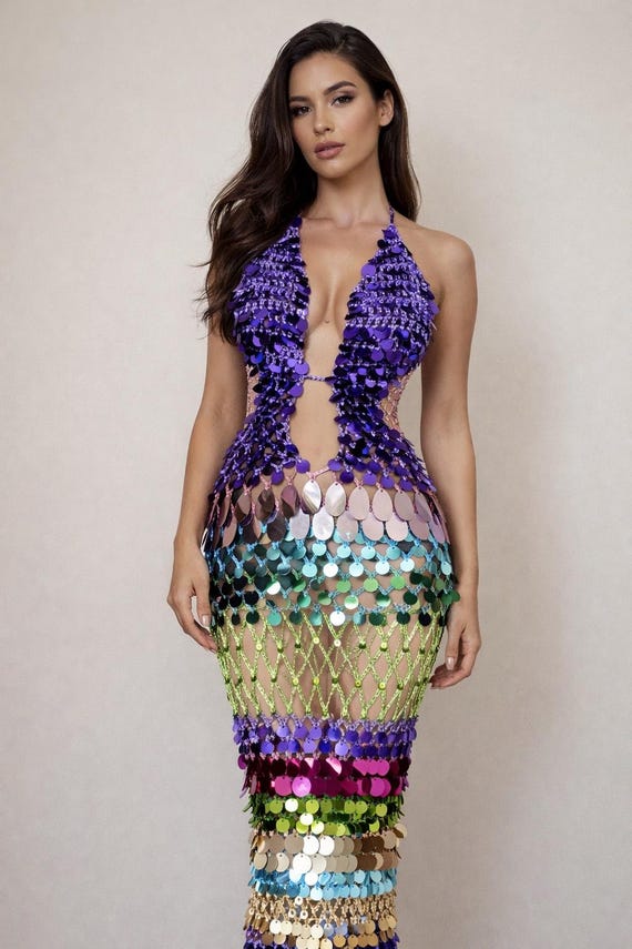 crochet sequin dress ARIEL SEQUIN CROCHET MINI DRESS IN WHITE – AKIRA main image 1