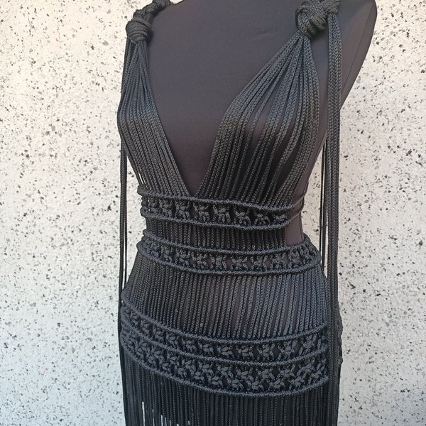 Tutoriel robe en macramé intermédiaire, patron PDF, robe en macramé à faire soi-même, étape par étape, instructions de la robe en macramé en anglais