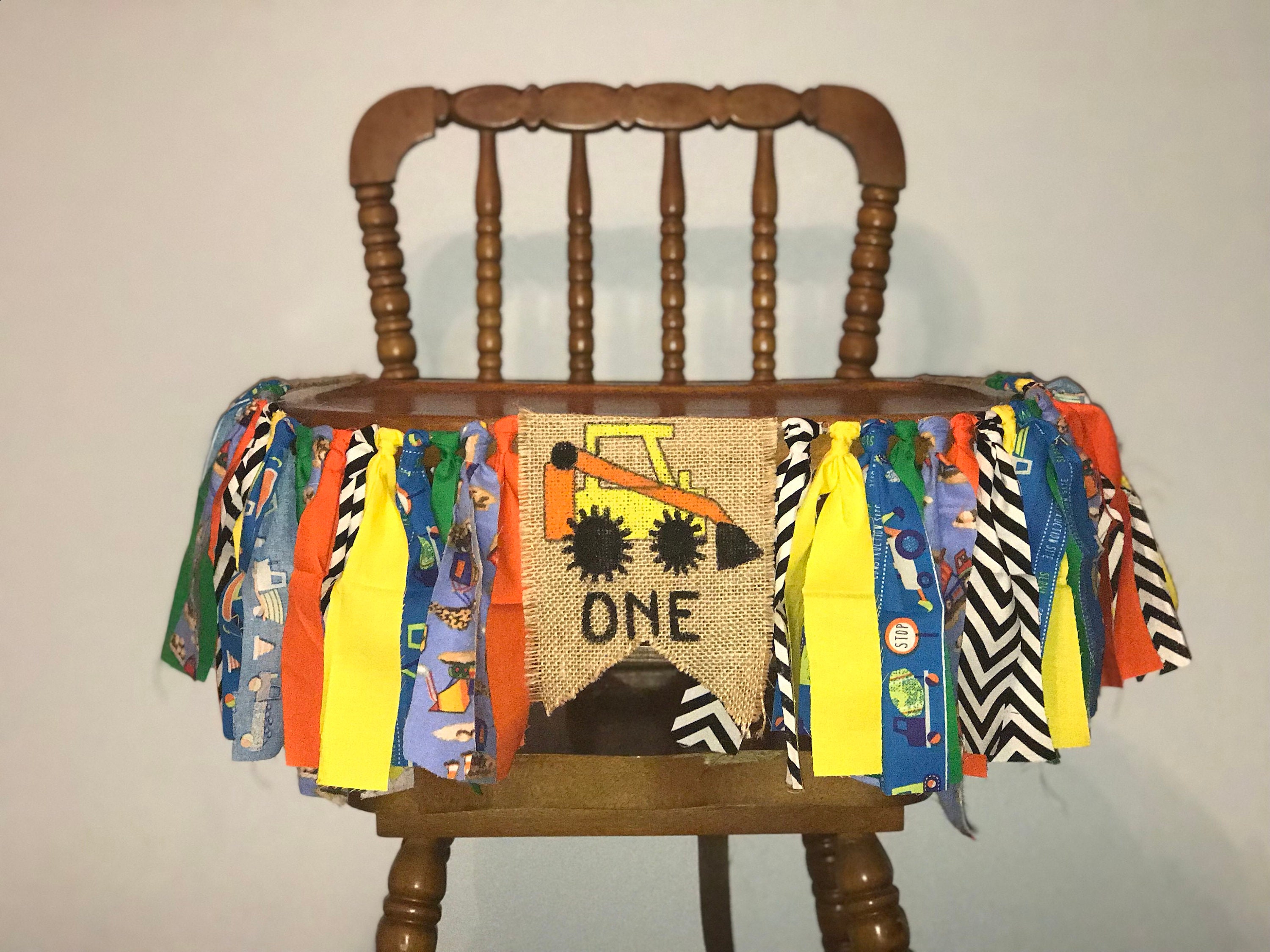 Construction Theme First Birthday High Chair Banner Etsy