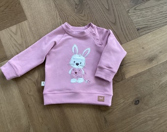 Sweatshirt mit Stickmotiv und Raglanärmeln  Gr. 74, Pullover bestickt