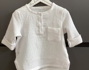 Long-sleeved baby muslin shirt