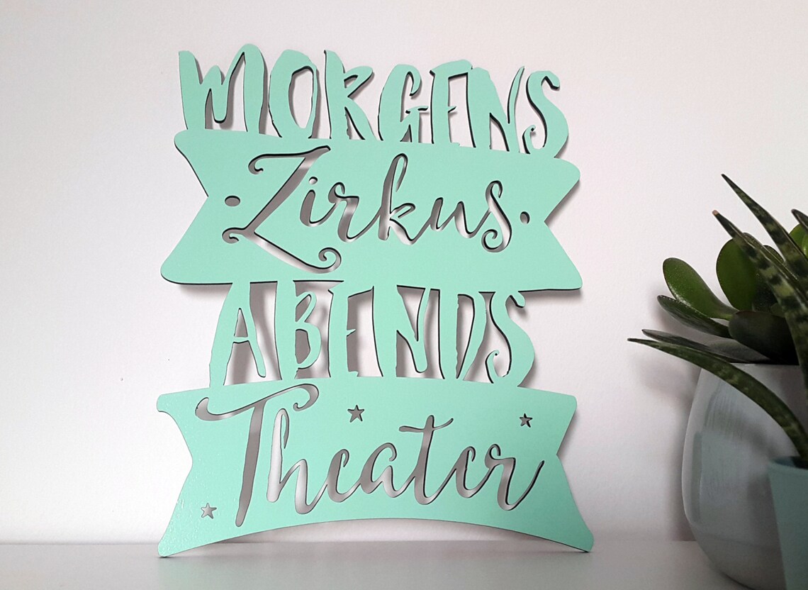 Schatzmix Spruch 'Morgens Zirkus, Abends Theater' Metallschild - 20x30 Cm, Gewölbt, Bunt Bedruckt, Made In Germany