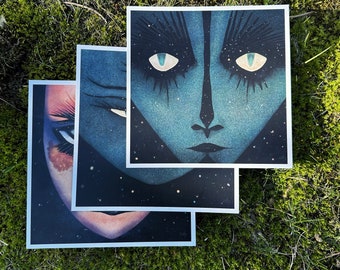 Complete Set, Masks of Our Future Selves,  | 8x8 Art Print | fantasy, mystical, dark fairytale, creepy wall art