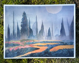 Meadow | 9x12 Art Print | Watercolor painting, fantasy, mystical, dark fairytale