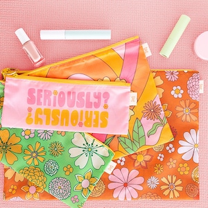 Flower Power Pouch Set, Garden Party Pouch Set, Travel Pouches, Colorful Pouches, Cute Pouches