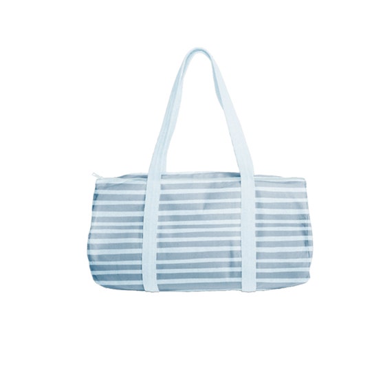 Blue and white striped weekender bag online