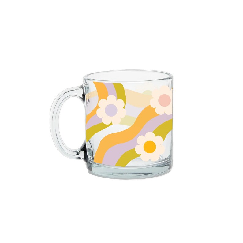 Wavy Daisy Clear Glass Mug image 2
