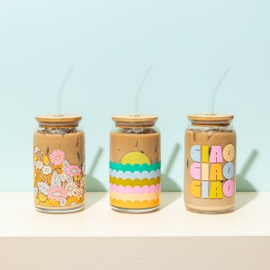 Delightful Can Glass w/Lid Straw image 1
