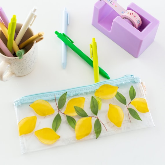 Lemons Jotter Kit, Clear Pen Kit, Jotter Pens, Colorful Pens, Lemon Zipper  Pouch 