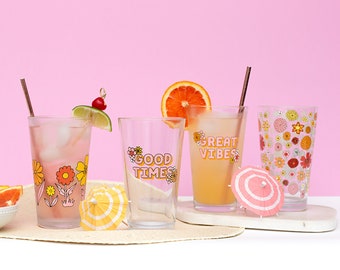 Flower Power Pint Glass Set