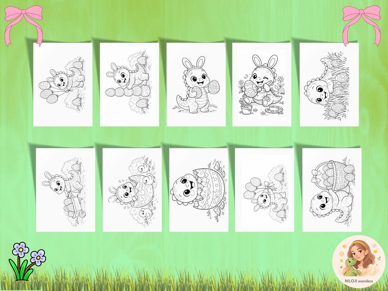 Dinosaur Easter Coloring Pages – 20 Printable Dino Egg Sheets (digital ...