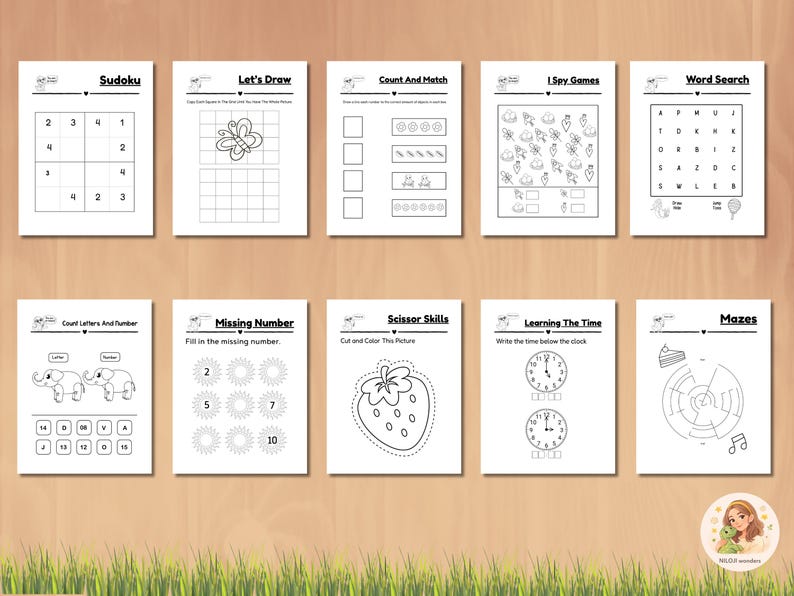 Preschool Worksheets Bundle – 50 Printable Learning Activities, Math ...