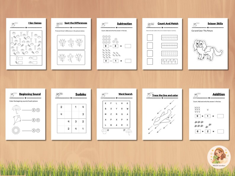 Preschool Worksheets Bundle – 50 Printable Learning Activities, Math ...