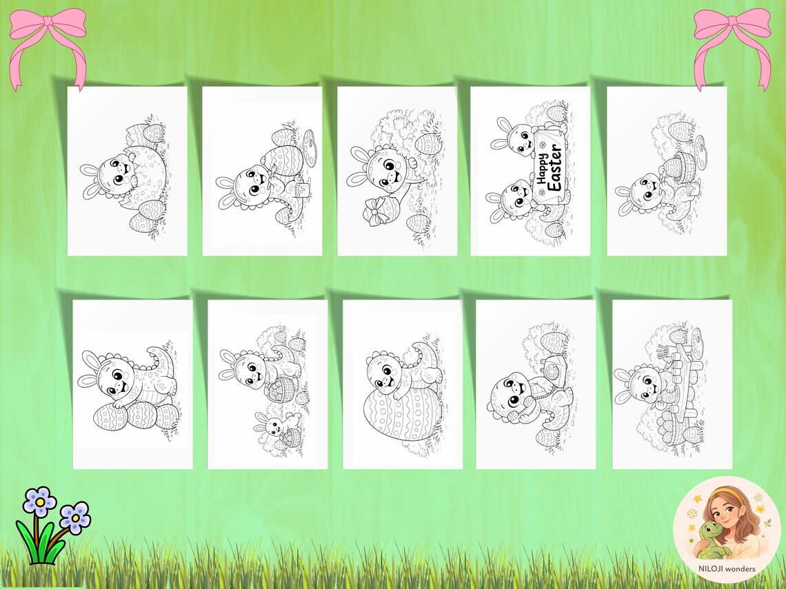 Dinosaur Easter Coloring Pages – 20 Printable Dino Egg Sheets (digital ...