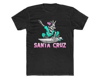 Surf Santa Cruz T-Shirt Tee Skateboard Surf Black Men's Cotton Crew Tee