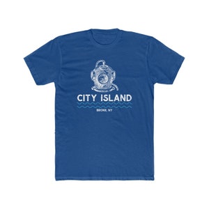 City Island Bronx NY Antique Sea Diver Helmet Nautical Men&#39;s Cotton Crew Tee