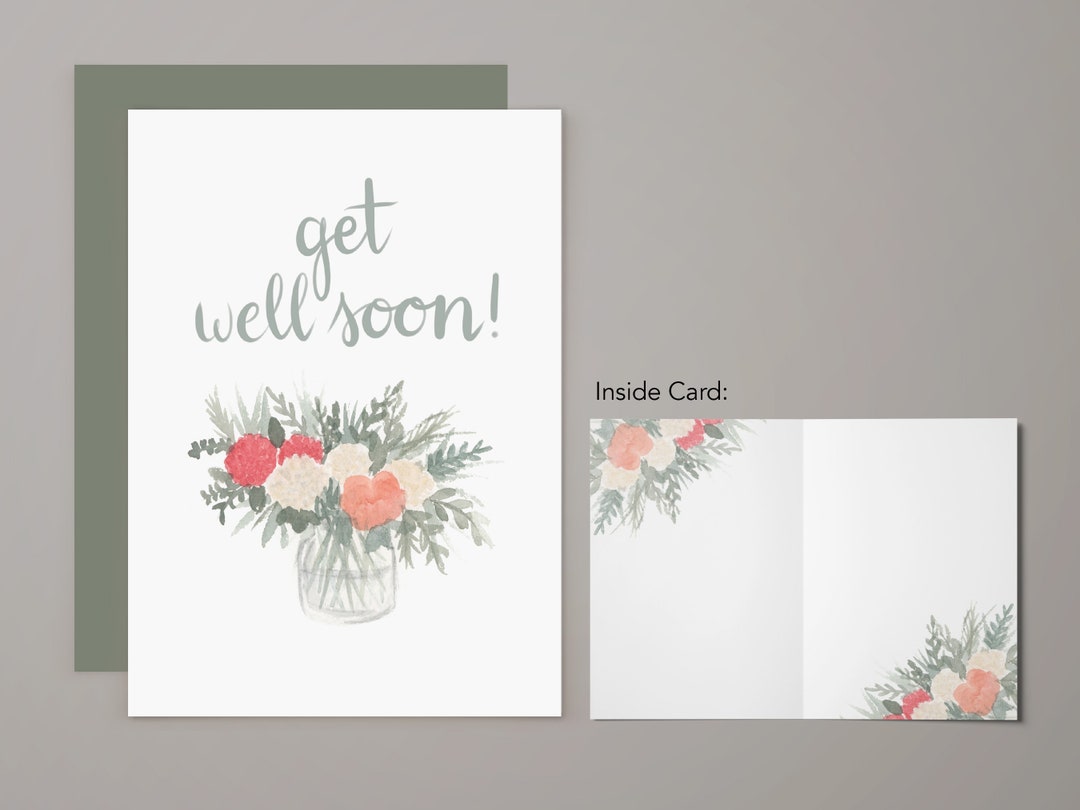 Get Well Soon Greeting Card Floral Card Love Thank You - Etsy