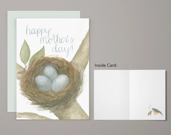 Mother's Day Bird's Nest Greeting Card | Notecard | Watercolor Greeting Card | Mother Father Day | Parent | Love | Gratitude | Spring