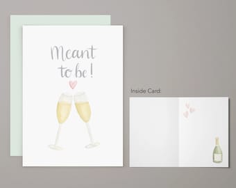 Meant to Be | Greeting Card | Cheers | Bridal | Congratulations | Champagne | Wedding | Thank You Notecard | Watercolor Greeting Card