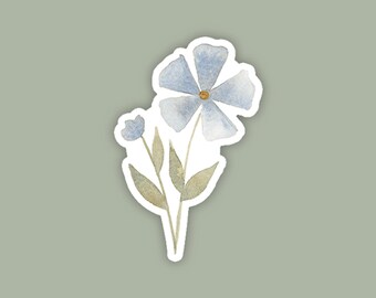 Blue Flowers Sticker | Watercolor Flower Sticker | Waterproof | Spring | Blue | Green